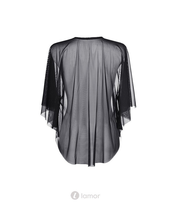 * AXAMI Transparante zwarte blouse van zacht tule