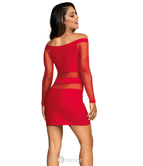 * AXAMI Elegant Rood Langarm Jurkje van Tüll en Stretchmateriaal – Sexy & Comfortabel