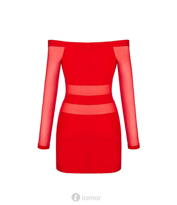 * AXAMI Elegant Rood Langarm Jurkje van Tüll en Stretchmateriaal – Sexy & Comfortabel