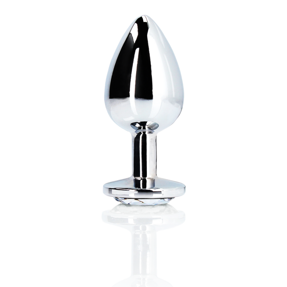 Ouch! by Shots Ronde Gem Butt Plug - Medium - Zilver/Diamant afbeelding
