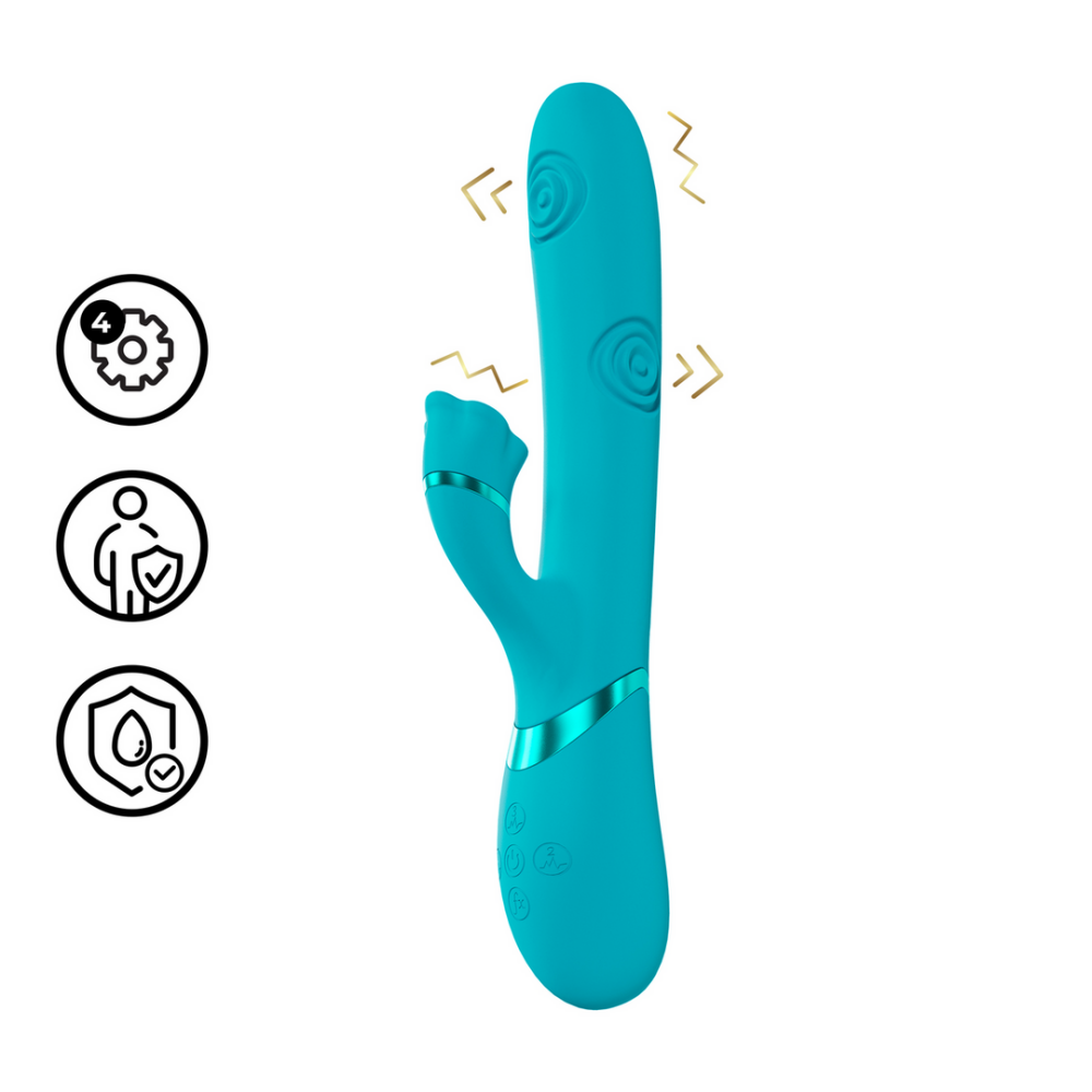 VIVE by Shots Fiore - G-Spot Air Wave Vibrerende en Kloppende Flared Clitorale Stimulator - Blauw afbeelding
