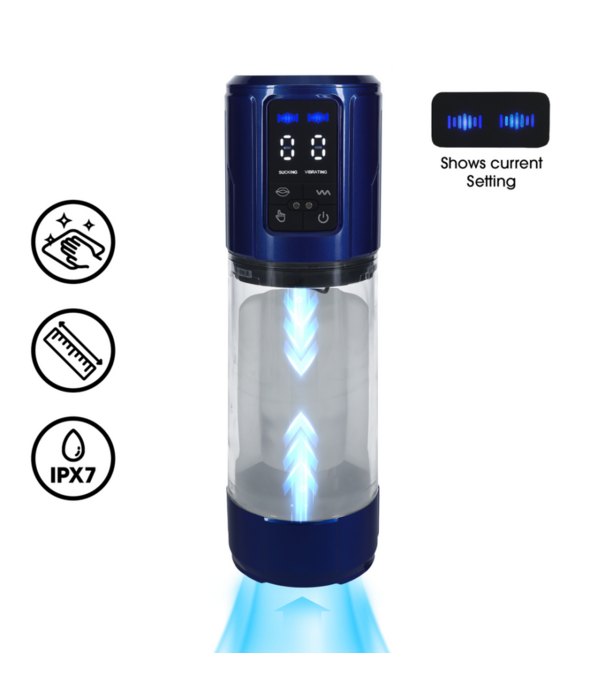 Pumped by Shots UltraLift - Automatische Waterdichte Masturbator Pomp - Metallic Blauw