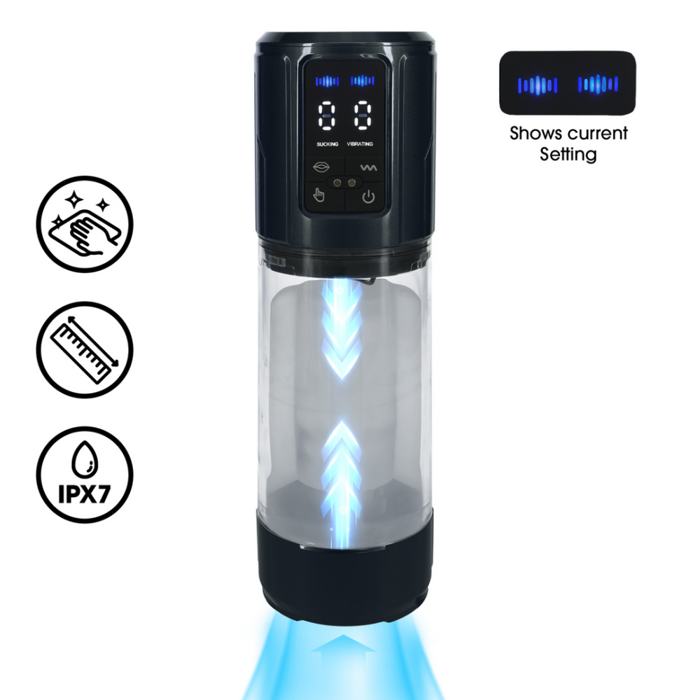Pumped by Shots UltraLift - Automatische Waterdichte Masturbator Pomp - Gun Metal afbeelding