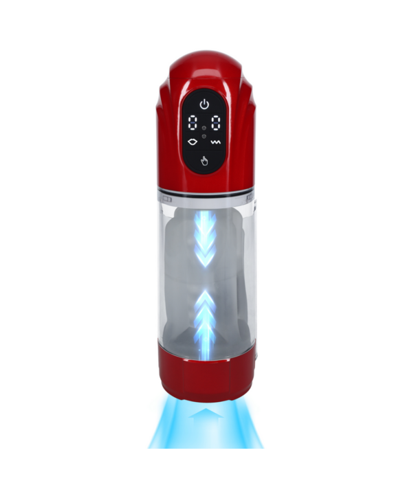 Pumped by Shots TechnoThrust - Automatische Waterdichte Masturbator Pomp - Metallic Rood