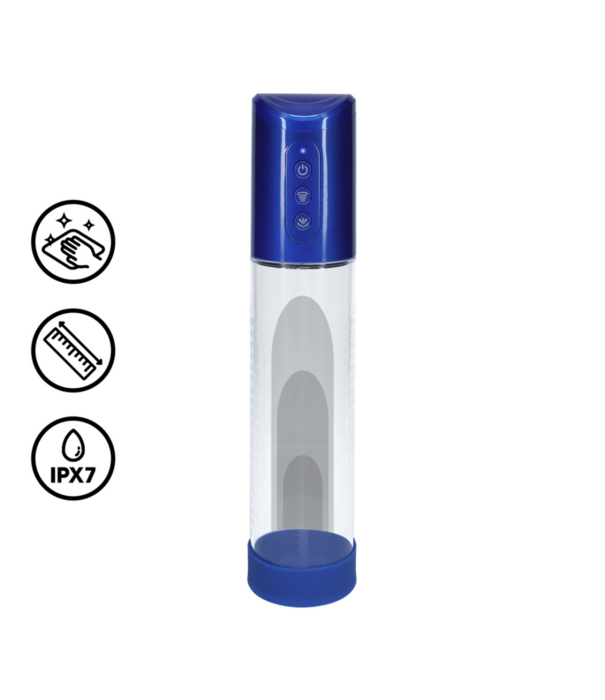 Pumped by Shots HyperPump - Oplaadbare Penis Pomp - Metallic Blauw