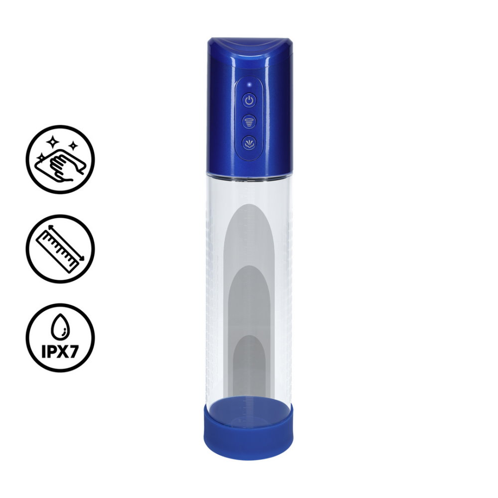 Pumped by Shots HyperPump - Oplaadbare Penis Pomp - Metallic Blauw afbeelding