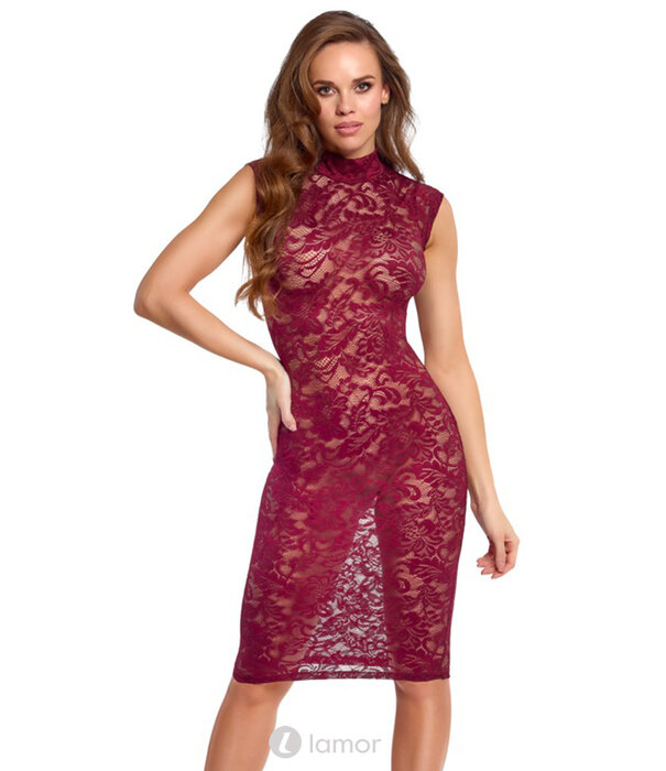 * COTTELLI  Bordeauxrode kanten jurk van Cottelli Lingerie – stijlvol, elastisch & comfortabel