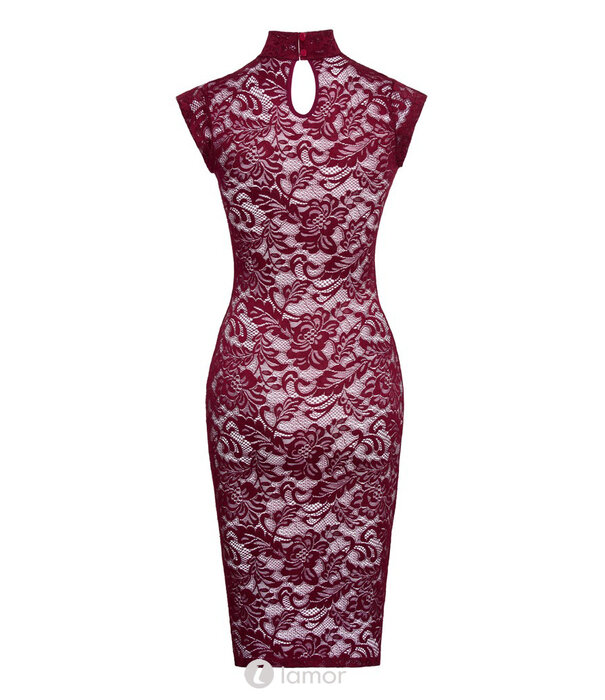 * COTTELLI  Bordeauxrode kanten jurk van Cottelli Lingerie – stijlvol, elastisch & comfortabel