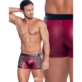 NEK rode mattlook short met zwarte contrasten, drukknopen en net-inzetten