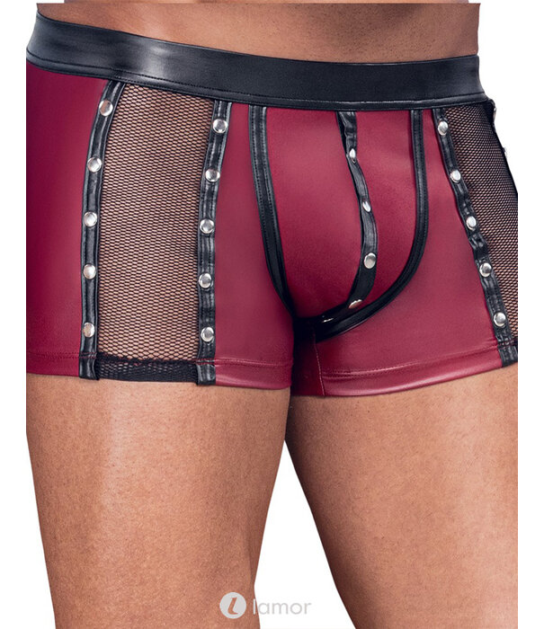 * NEK NEK rode mattlook short met zwarte contrasten, drukknopen en net-inzetten