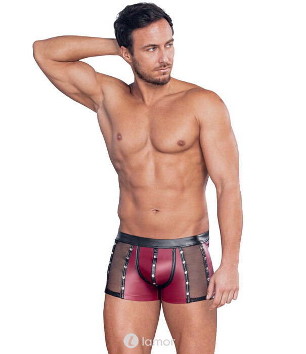 * NEK NEK rode mattlook short met zwarte contrasten, drukknopen en net-inzetten