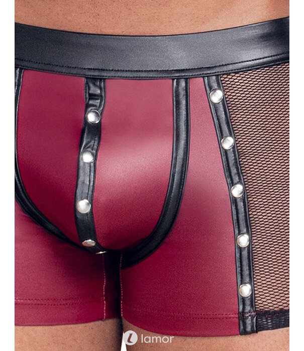 * NEK NEK rode mattlook short met zwarte contrasten, drukknopen en net-inzetten