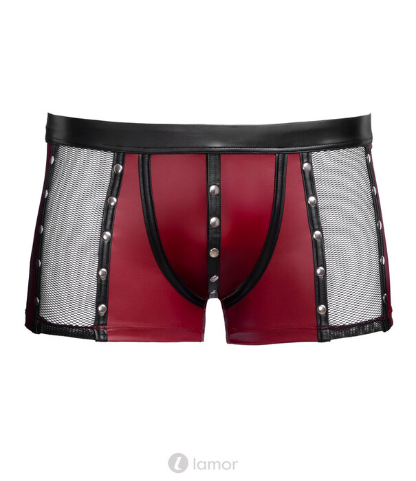 * NEK NEK rode mattlook short met zwarte contrasten, drukknopen en net-inzetten