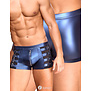 NEK Strakke short in metallic blauw mattlook met powernet en riemdetails