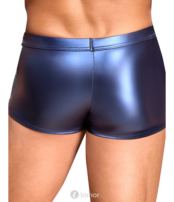 * NEK NEK Strakke short in metallic blauw mattlook met powernet en riemdetails