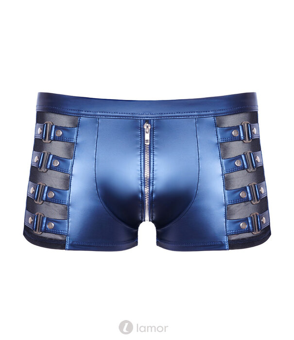 * NEK NEK Strakke short in metallic blauw mattlook met powernet en riemdetails