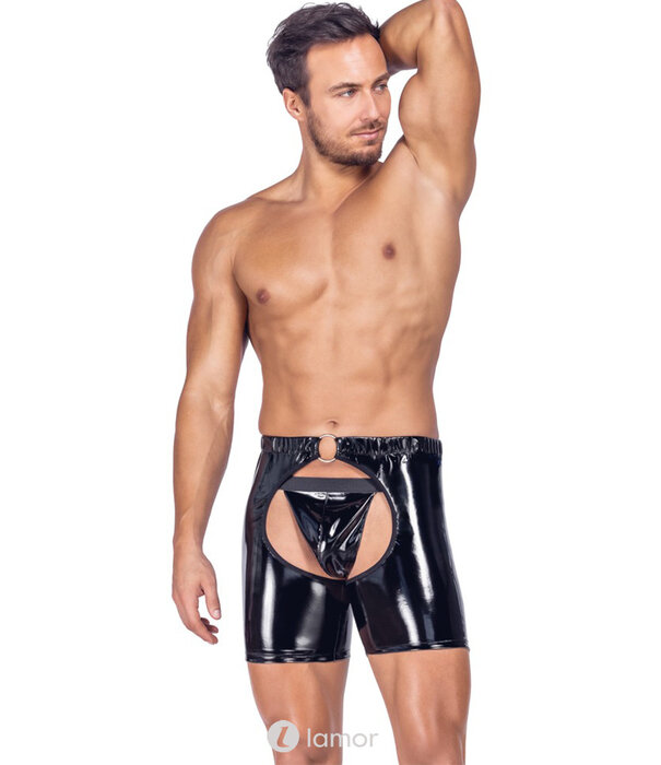 * BLACK LEVEL Black Level Lak Chaps met String – Po-vrij & Kruisloos – Glanzend Zwart