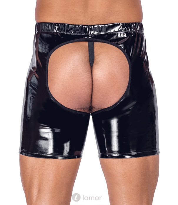 * BLACK LEVEL Black Level Lak Chaps met String – Po-vrij & Kruisloos – Glanzend Zwart