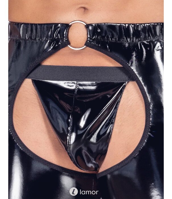 * BLACK LEVEL Black Level Lak Chaps met String – Po-vrij & Kruisloos – Glanzend Zwart