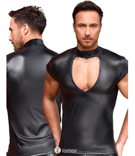 Shirt met V-Cut-out & frontring, NK2161818