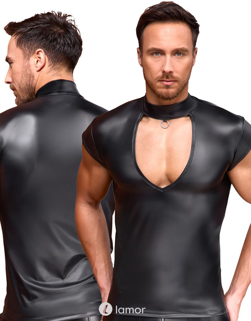 * NEK Shirt met V-Cut-out & frontring, NK2161818 afbeelding