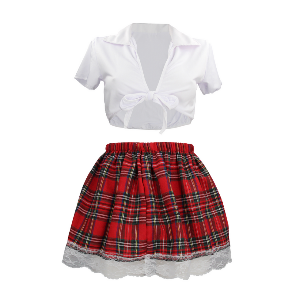 S-Line by Shots Schoolgirl Kostuum - S/M - Wit afbeelding