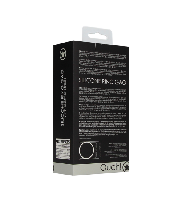 Ouch! by Shots Siliconen Ring Gag met Leren Straps