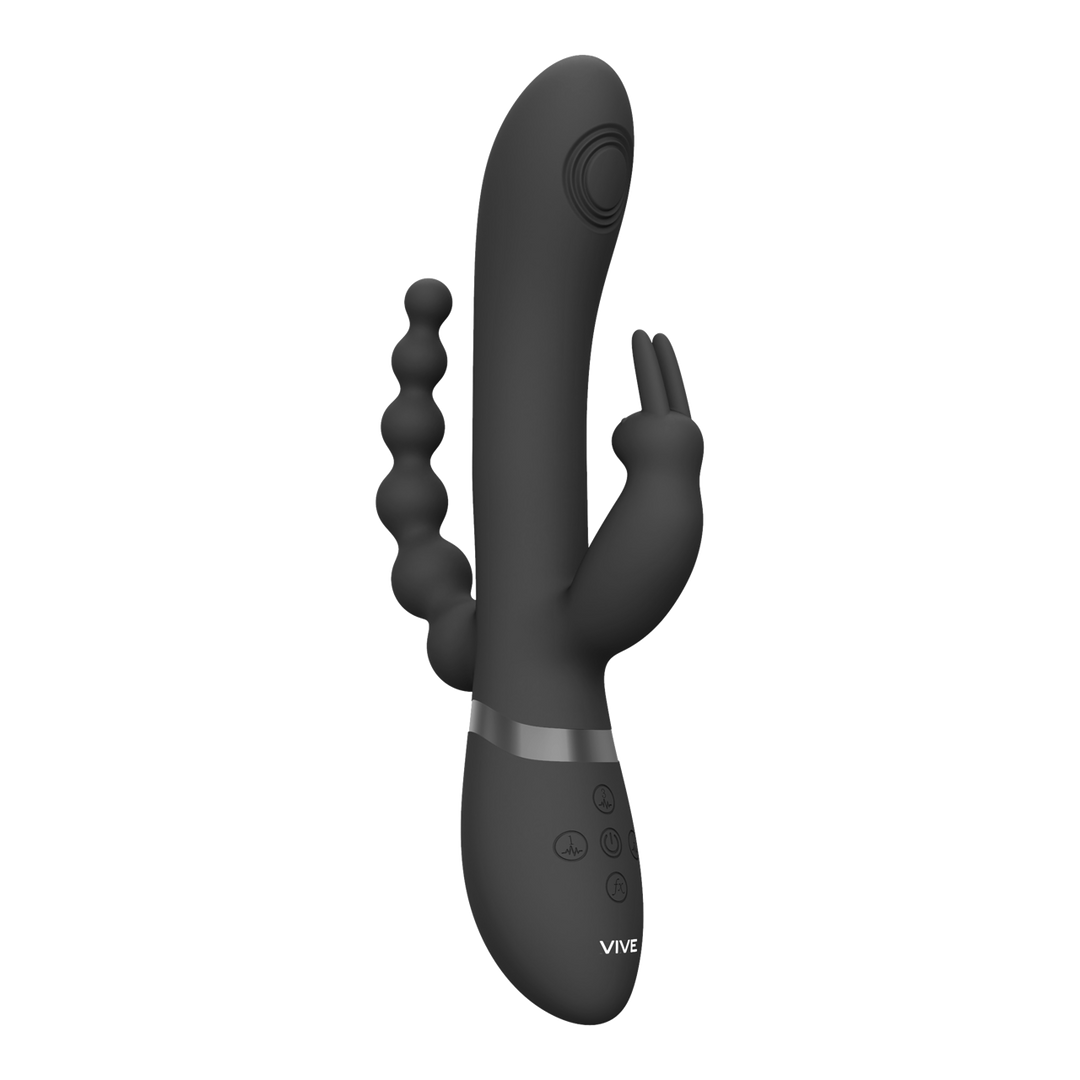 VIVE by Shots Rini - Pulse Wave Vibrerende Dubbele Penetratie Rabbit - Zwart afbeelding