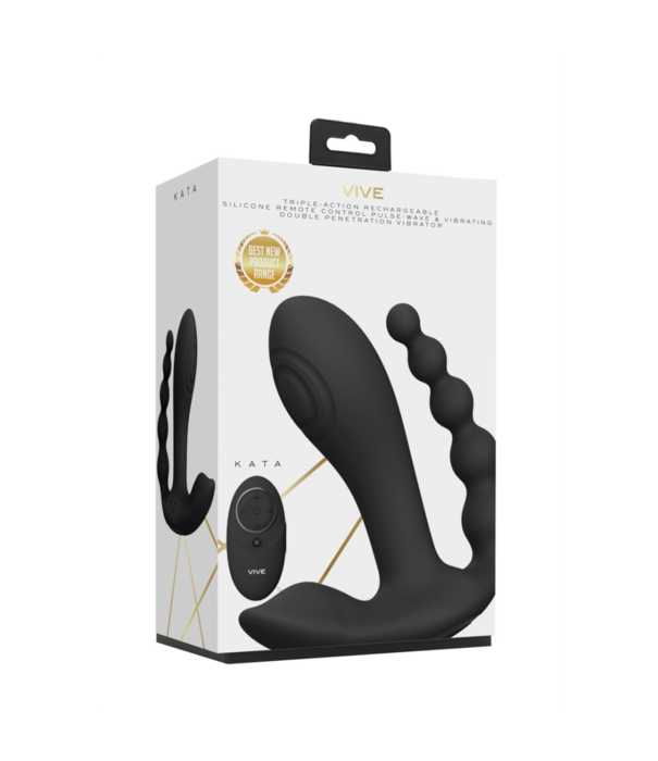 VIVE by Shots Kata - Pulse Wave  Vibrerende Dubbele Penetratie Vibrator - Zwart