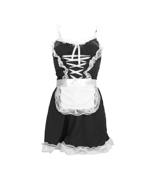 S-Line by Shots Frans Maids Kostuum - S/M - Zwart