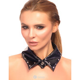 Zwarte Lak Kraag met Metalen Nieten en Drukknop – Fetish Accessoires