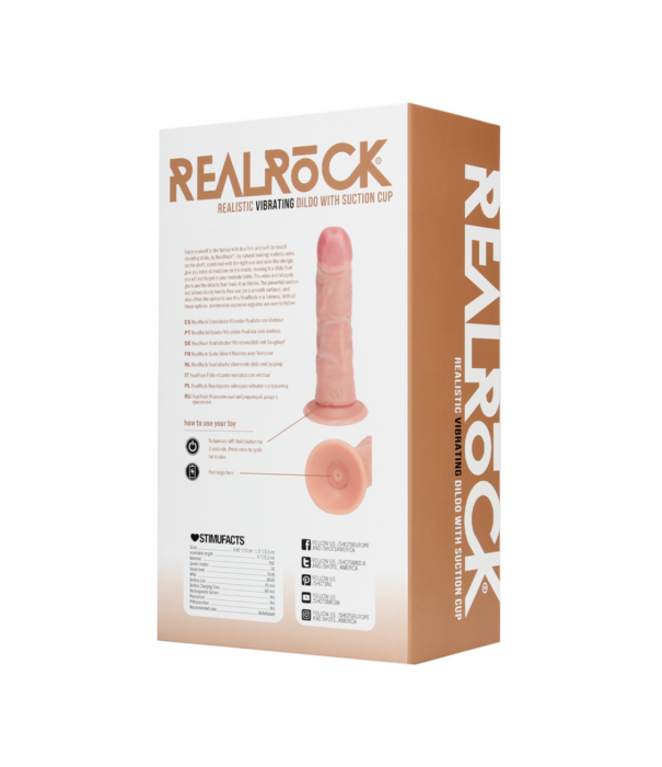 RealRock by Shots Vibrerende Regelmatige Gebogen Dildo - 6 / 15,5 cm - Vlees