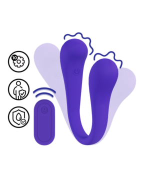Dubbelzijdige Buigbare Vibe met Afstandsbediening - Paars