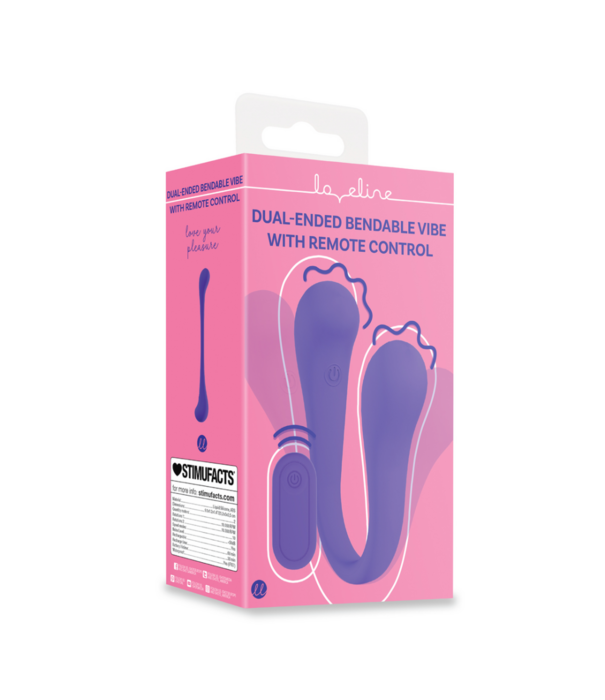 Loveline by Shots Dubbelzijdige Buigbare Vibe met Afstandsbediening - Paars