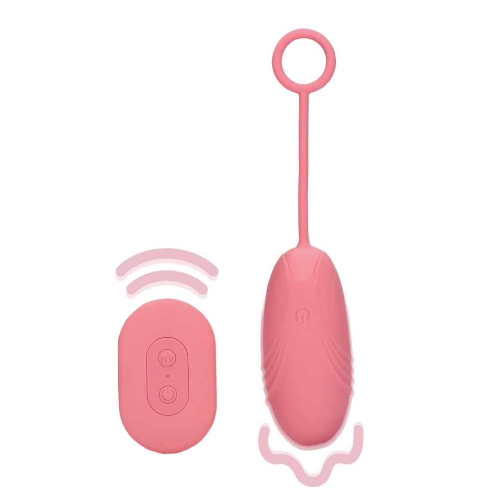 Loveline by Shots Ultra Soft Siliconen Eivibrator met Afstandsbediening - Roze Arabesque afbeelding
