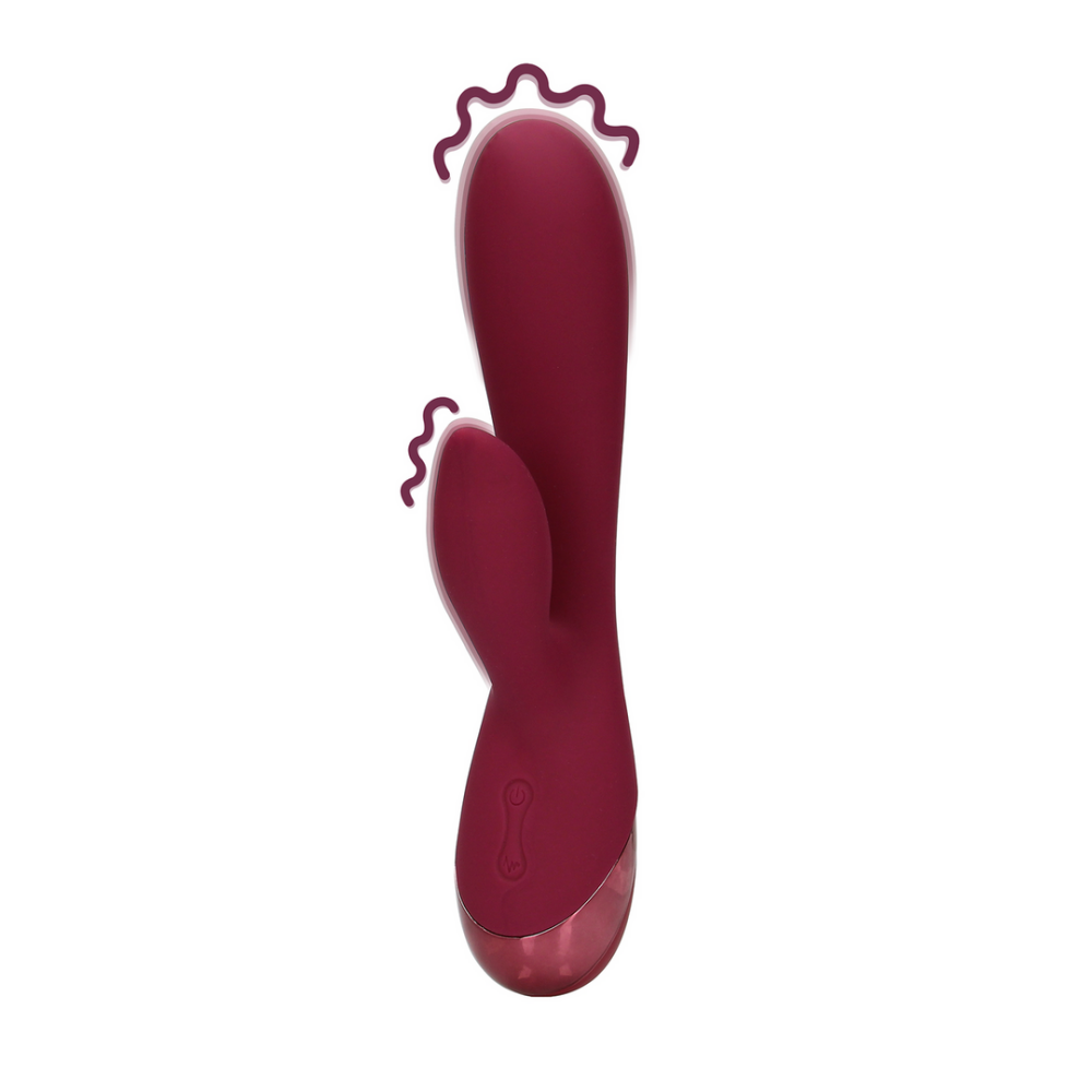 Loveline by Shots Zachte Siliconen Konijn Vibrator - Donker Kers afbeelding