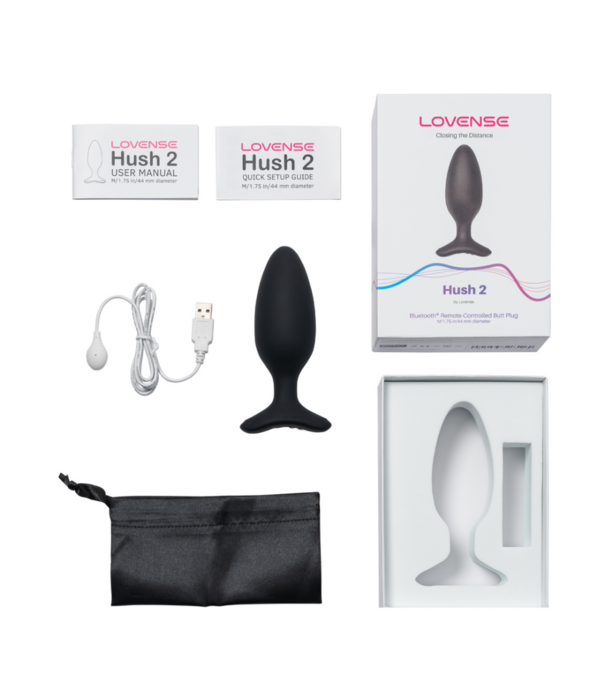 Lovense Hush 2 - App-bestuurde Vibrerende Buttplug - 1,75 / 4,4 cm - Zwart