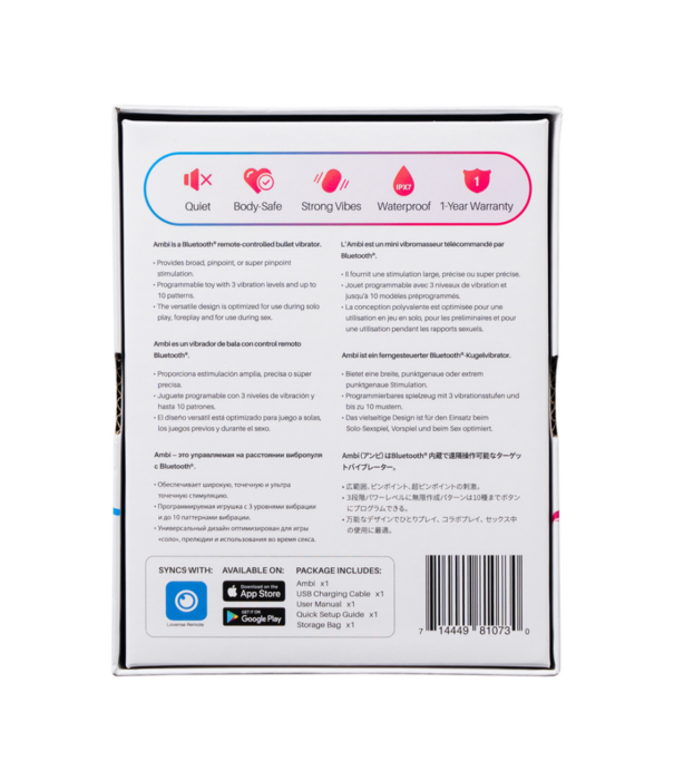 Lovense Ambi - App-gestuurde Brede Oppervlakte Bullet Vibrator - Roze