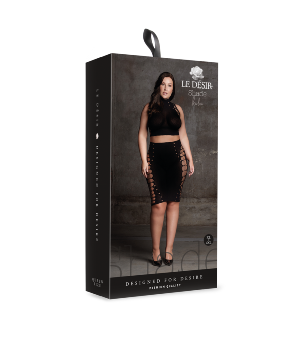 Le Désir by Shots Kala XXXVII - Twee Delige Set met Coltrui, Crop Top en Rok - Plus Size