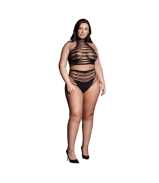 Carpo XLVI - Twee Delen met Col, Crop Top en Pantie - Plus Size