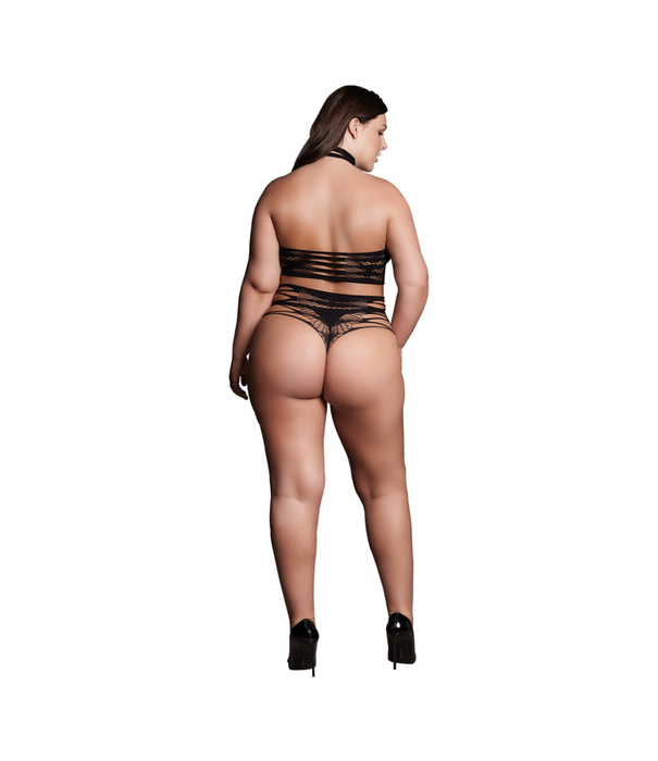 Le Désir by Shots Carpo XLVI - Twee Delen met Col, Crop Top en Pantie - Plus Size