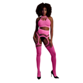 Twee Delige Set met Crop Top en Kousen - One Size - Neon Roze
