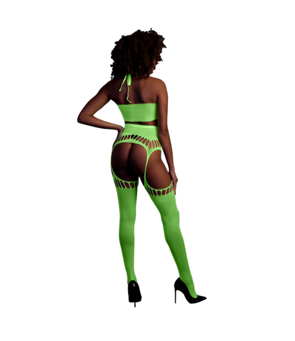 Ouch! by Shots Twee-delige set met crop top en panty - One size - Neon groen