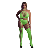 Twee-delige set met crop top en kousen - Plus Size - Neon Groen