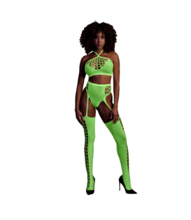 Twee Delige Set met Crop Top en Kousen - One Size - Neon Groen