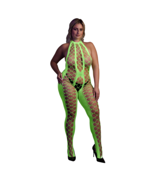 Bodystocking met Halterneck - Plus Size - Neon Groen