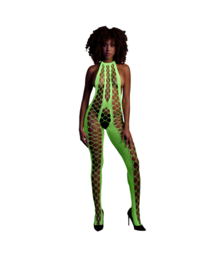 Bodystocking met Halterneck - One Size - Neon Groen