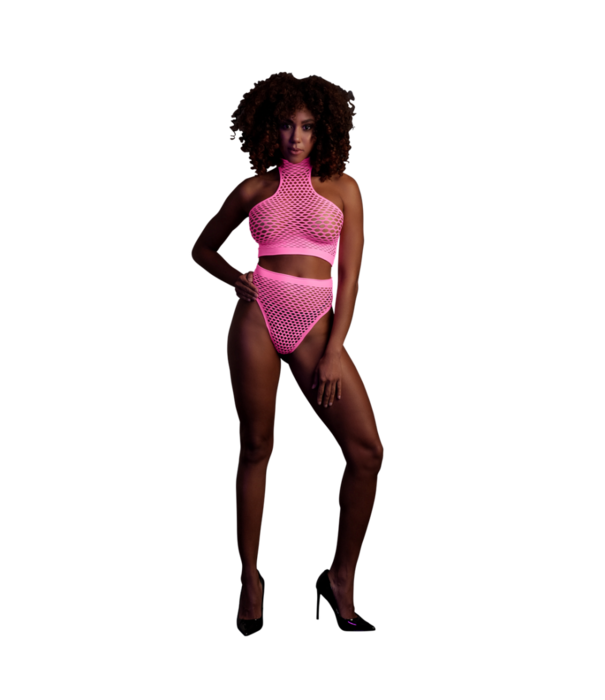 Ouch! by Shots Turtle Neck en High Waist Slip - One Size - Neon Roze