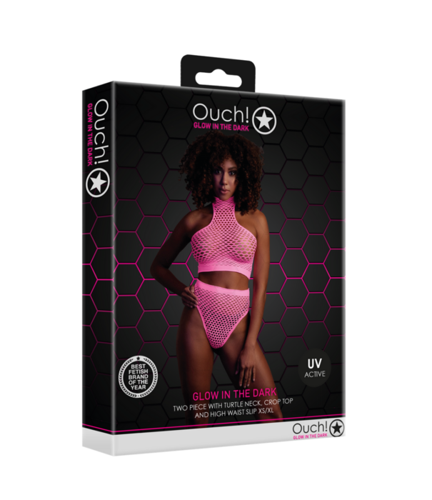 Ouch! by Shots Turtle Neck en High Waist Slip - One Size - Neon Roze