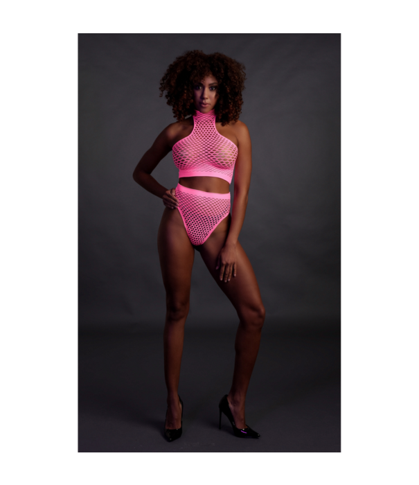 Ouch! by Shots Turtle Neck en High Waist Slip - One Size - Neon Roze